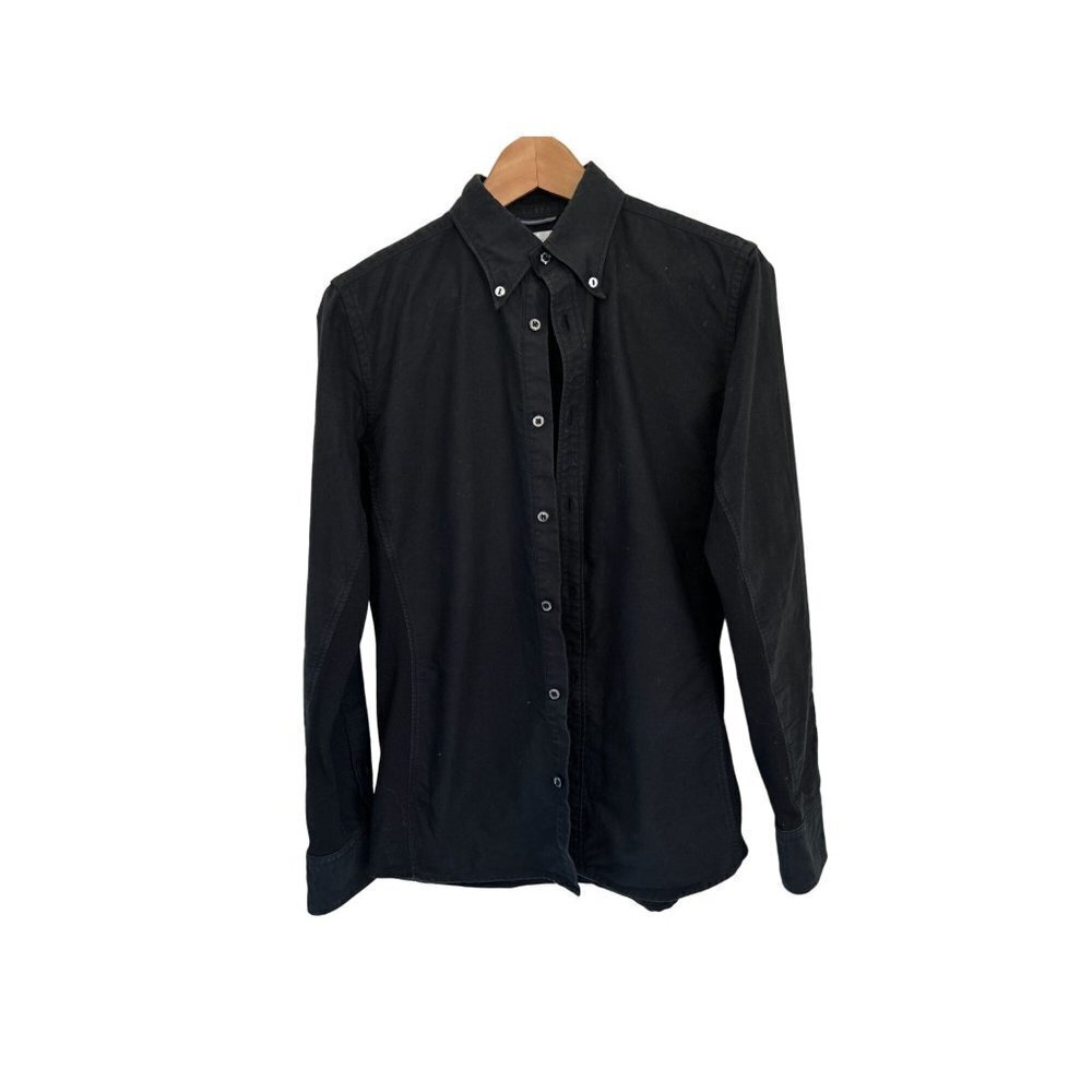 Jun Hashimoto Casual Shirt Cotton Black Ribbed Underarm Inserts Size Small View 6